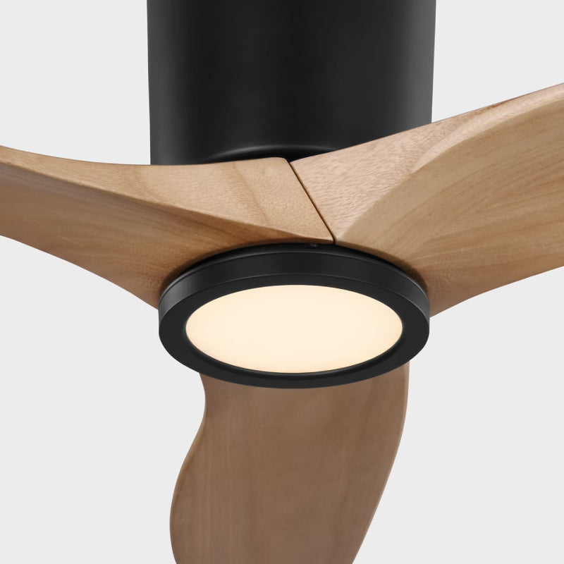 Visual Comfort 3SYRHSM44 Seyra Smart 44" Hugger Ceiling Fan with LED Light Kit-Midnight Black with Natural Honey Blades