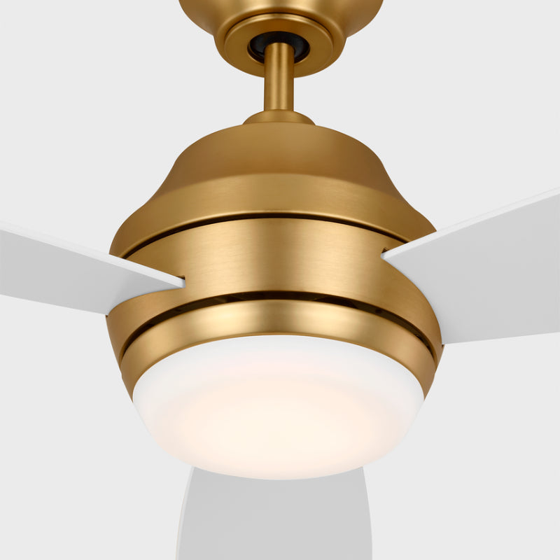 Visual Comfort Ikon 52" Ceiling Fan with LED Light Kit - Burnished Brass with Matte White Blades