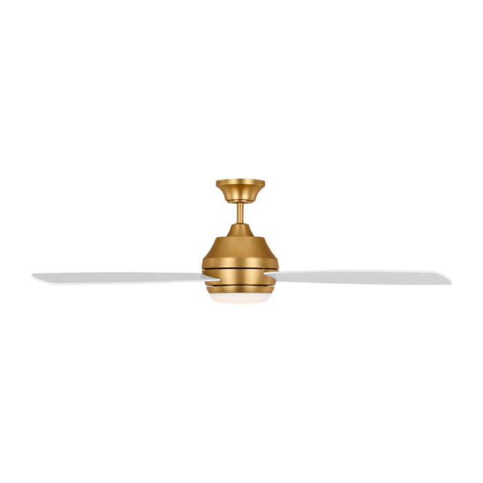 Visual Comfort Ikon 52" Ceiling Fan with LED Light Kit - Burnished Brass with Matte White Blades
