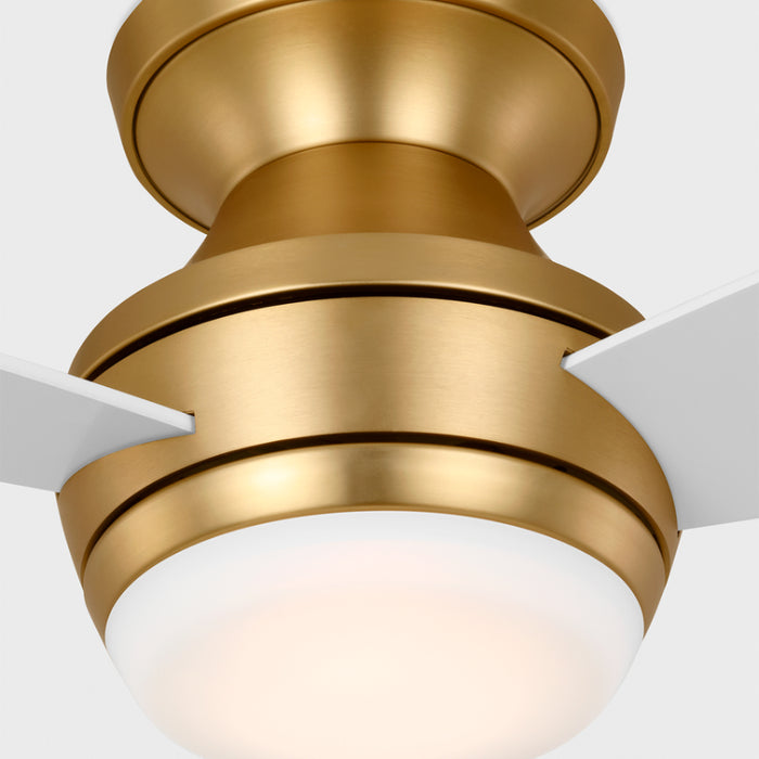Visual Comfort Ikon 44" Ceiling Fan with LED Light Kit - Burnished Brass with Matte White Blades