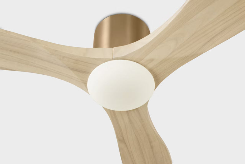 Visual Comfort 3MAVHSM44 Maverick Smart 44" Ceiling Fan with LED Light Kit-Burnished Brass with Washed White Oak Blades