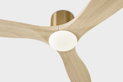 Visual Comfort 3MAVHSM52D Maverick Smart 52" Ceiling Fan with LED Light Kit-Burnished Brass with Washed White Oak Blades