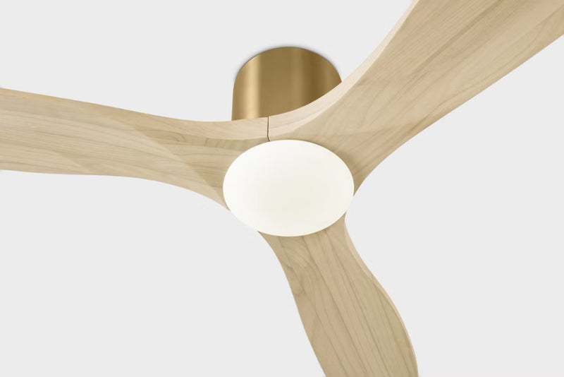 Visual Comfort 3MAVHSM52D Maverick Smart 52" Ceiling Fan with LED Light Kit-Burnished Brass with Washed White Oak Blades