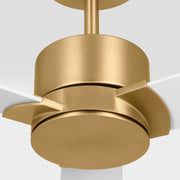 Visual Comfort Rozzen 44" Ceiling Fan, Damp Location - Burnished Brass with Matte White Blades