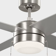 Generation Loni 52" Pull Chain Ceiling Fan with LED Light Kit - Brushed Steel with Brushed Steel / American Walnut Blades