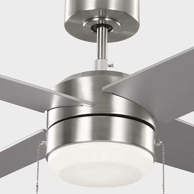 Generation Loni 52" Pull Chain Ceiling Fan with LED Light Kit - Brushed Steel with Brushed Steel / American Walnut Blades