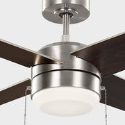 Generation Loni 52" Pull Chain Ceiling Fan with LED Light Kit - Brushed Steel with Brushed Steel / American Walnut Blades