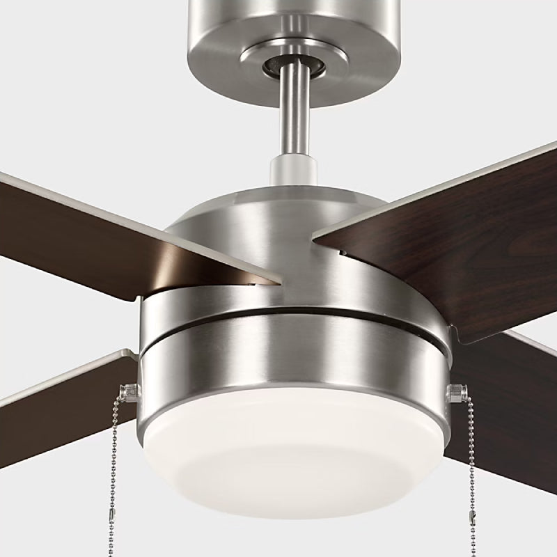 Generation Loni 52" Pull Chain Ceiling Fan with LED Light Kit - Brushed Steel with Brushed Steel / American Walnut Blades