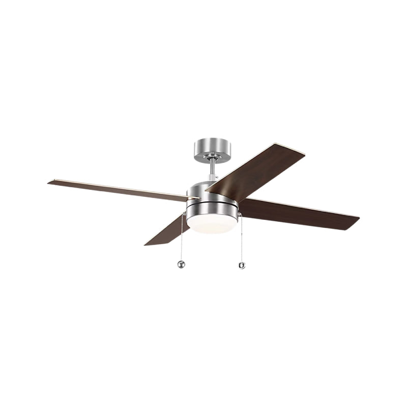 Generation Loni 52" Pull Chain Ceiling Fan with LED Light Kit - Brushed Steel with Brushed Steel / American Walnut Blades
