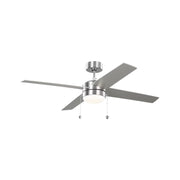Generation Loni 52" Pull Chain Ceiling Fan with LED Light Kit - Brushed Steel with Brushed Steel / American Walnut Blades