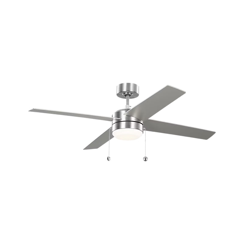 Generation Loni 52" Pull Chain Ceiling Fan with LED Light Kit - Brushed Steel with Brushed Steel / American Walnut Blades