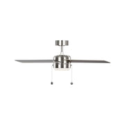 Generation Loni 52" Pull Chain Ceiling Fan with LED Light Kit - Brushed Steel with Brushed Steel / American Walnut Blades