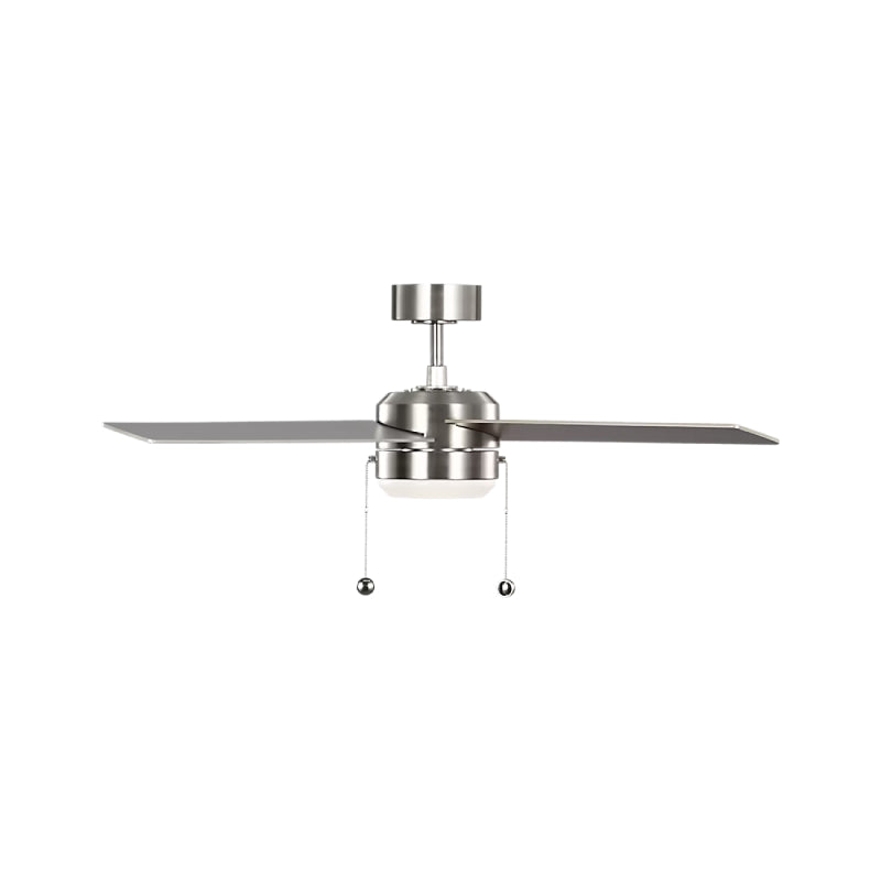 Generation Loni 52" Pull Chain Ceiling Fan with LED Light Kit - Brushed Steel with Brushed Steel / American Walnut Blades