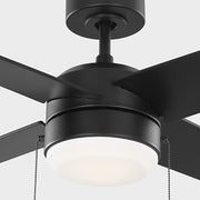 Generation Loni 52" Pull Chain Ceiling Fan with LED Light Kit - Midnight Black with Midnight Black / American Walnut Blades