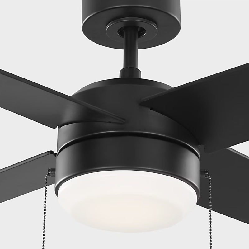 Generation Loni 52" Pull Chain Ceiling Fan with LED Light Kit - Midnight Black with Midnight Black / American Walnut Blades