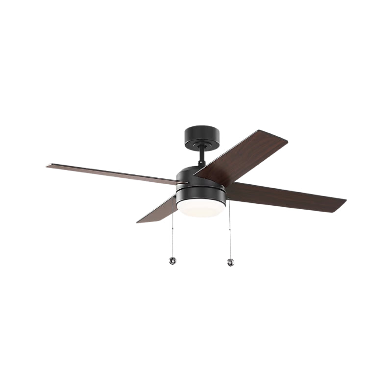 Generation Loni 52" Pull Chain Ceiling Fan with LED Light Kit - Midnight Black with Midnight Black / American Walnut Blades