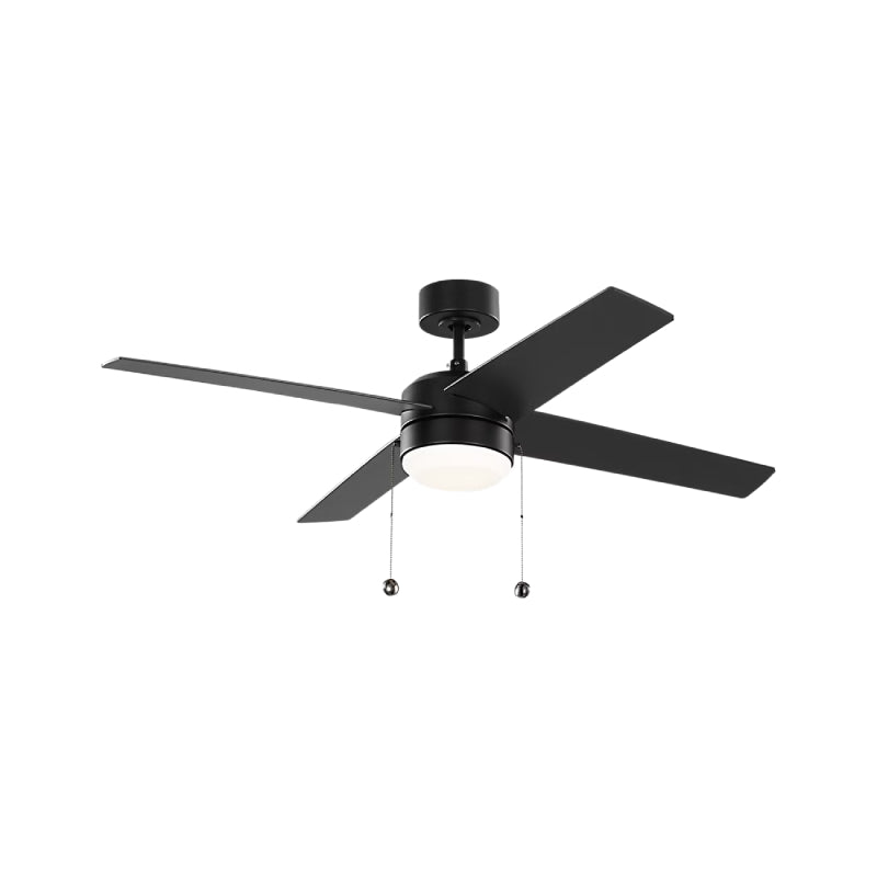 Generation Loni 52" Pull Chain Ceiling Fan with LED Light Kit - Midnight Black with Midnight Black / American Walnut Blades