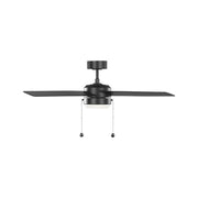 Generation Loni 52" Pull Chain Ceiling Fan with LED Light Kit - Midnight Black with Midnight Black / American Walnut Blades