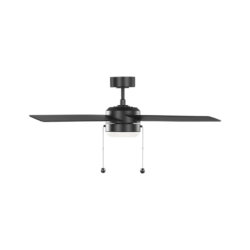 Generation Loni 52" Pull Chain Ceiling Fan with LED Light Kit - Midnight Black with Midnight Black / American Walnut Blades