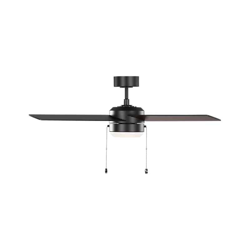 Generation Loni 52" Pull Chain Ceiling Fan with LED Light Kit - Midnight Black with Midnight Black / American Walnut Blades