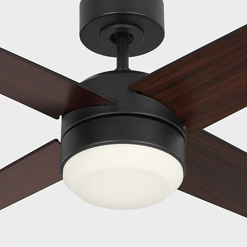Generation Loni 52" Ceiling Fan with LED Light Kit - Midnight Black with Midnight Black / American Walnut Blades