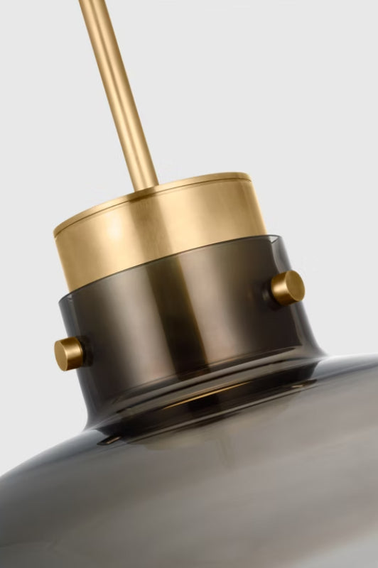 Visual Comfort AKPD593 Morgan 1-lt 22" LED Pendant - Hand-Rubbed Antique Brass with Smoke Glass