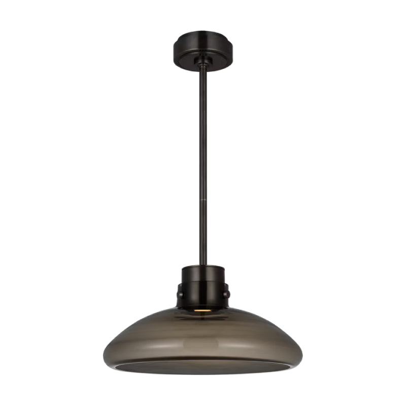Visual Comfort AKPD594 Morgan 1-lt 16" LED Pendant - Burnished Bronze with Smoke Glass