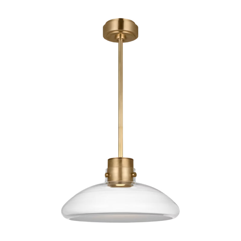 Visual Comfort AKPD594 Morgan 1-lt 16" LED Pendant - Hand-Rubbed Antique Brass with Clear Glass