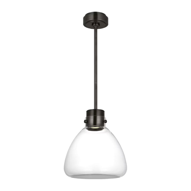 Visual Comfort AKPD595 Morgan 1-lt 12" LED Pendant - Burnished Bronze with Clear Glass