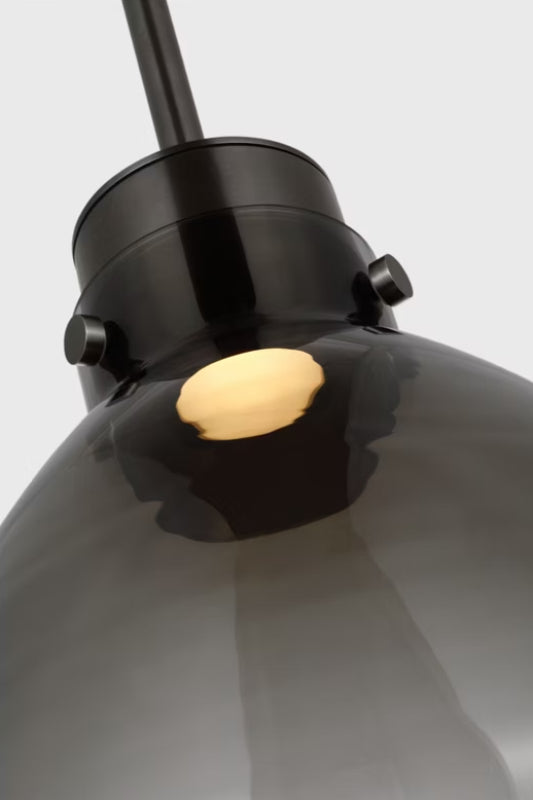 Visual Comfort AKPD595 Morgan 1-lt 12" LED Pendant - Burnished Bronze with Smoke Glass