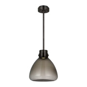 Visual Comfort AKPD595 Morgan 1-lt 12" LED Pendant - Burnished Bronze with Smoke Glass