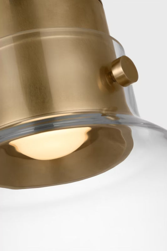 Visual Comfort AKPD595 Morgan 1-lt 12" LED Pendant - Hand Rubbed Antique Brass with Clear Glass