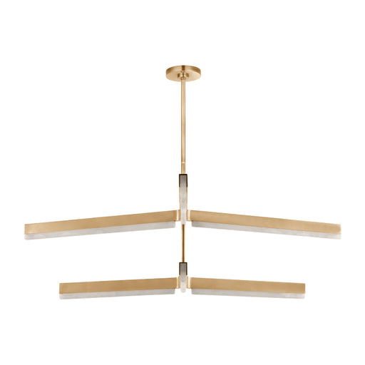 Visual Comfort KWCH704 Linea 4-lt 56" 2-Tier LED Chandelier - Hand Rubbed Antique Brass