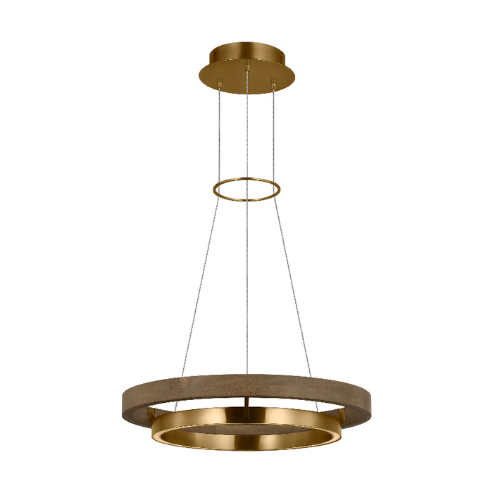 Tech 700GRC24 Grace 24 1-lt 24" LED Chandelier - Natural Brass/Weathered Oak