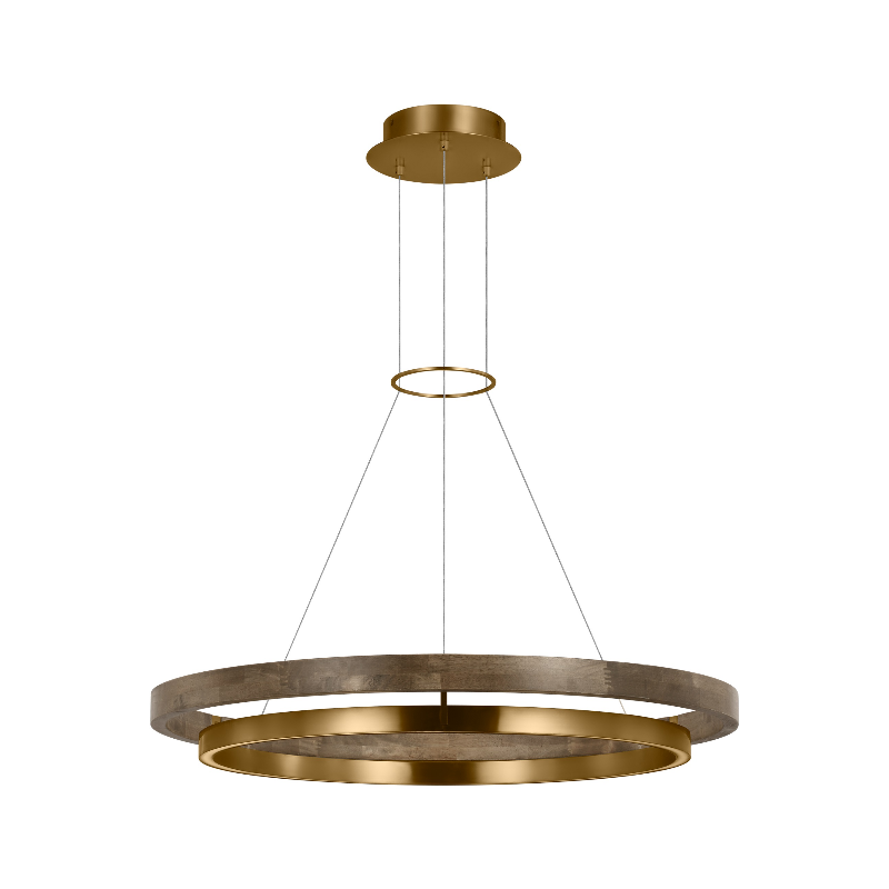 Tech 700GRC36 Grace 36" LED Chandelier - Natural Brass/Weathered Oak