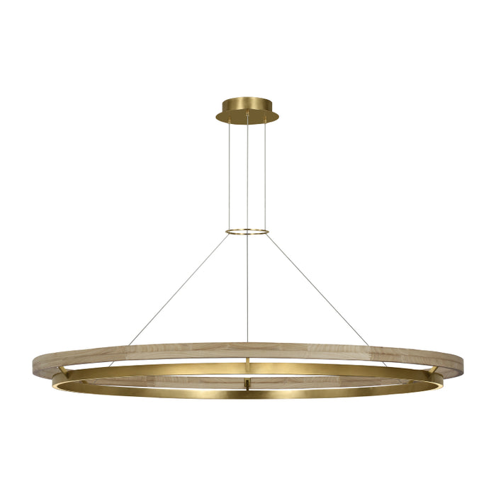 Visual Comfort SLCH30030 Grace 65 1-lt 65" LED Chandelier - Hand Rubbed Antique Brass/ Natural Oak
