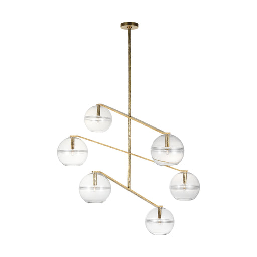 Visual Comfort SLCH354C Lowing 6-lt 59" LED Chandelier - Polished Antique Brass