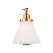 Visual Comfort CW1121 Wellfleet 1-lt 9" Tall Single Arm Cone Task Sconce - Burnished Brass/Milk Glass