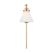 Visual Comfort CW1121 Wellfleet 1-lt 9" Tall Single Arm Cone Task Sconce - Burnished Brass/Milk Glass