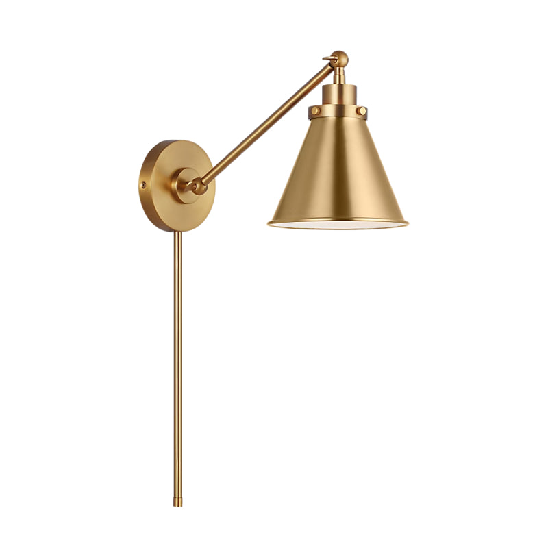 Visual Comfort CW1121 Wellfleet 1-lt 9" Tall Single Arm Cone Task Sconce - Burnished Brass/Burnished Brass
