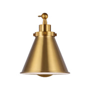 Visual Comfort CW1121 Wellfleet 1-lt 9" Tall Single Arm Cone Task Sconce - Burnished Brass/Burnished Brass