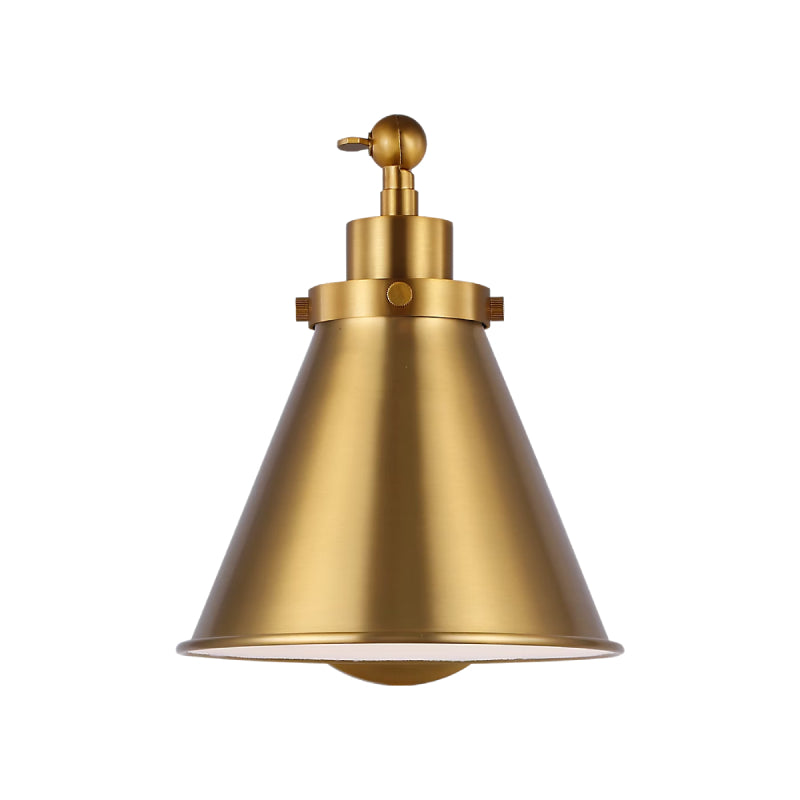 Visual Comfort CW1121 Wellfleet 1-lt 9" Tall Single Arm Cone Task Sconce - Burnished Brass/Burnished Brass