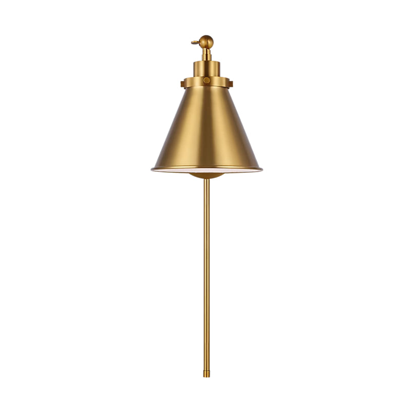 Visual Comfort CW1121 Wellfleet 1-lt 9" Tall Single Arm Cone Task Sconce - Burnished Brass/Burnished Brass