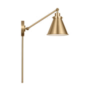 Visual Comfort CW1121 Wellfleet 1-lt 9" Tall Single Arm Cone Task Sconce - Burnished Brass/Burnished Brass