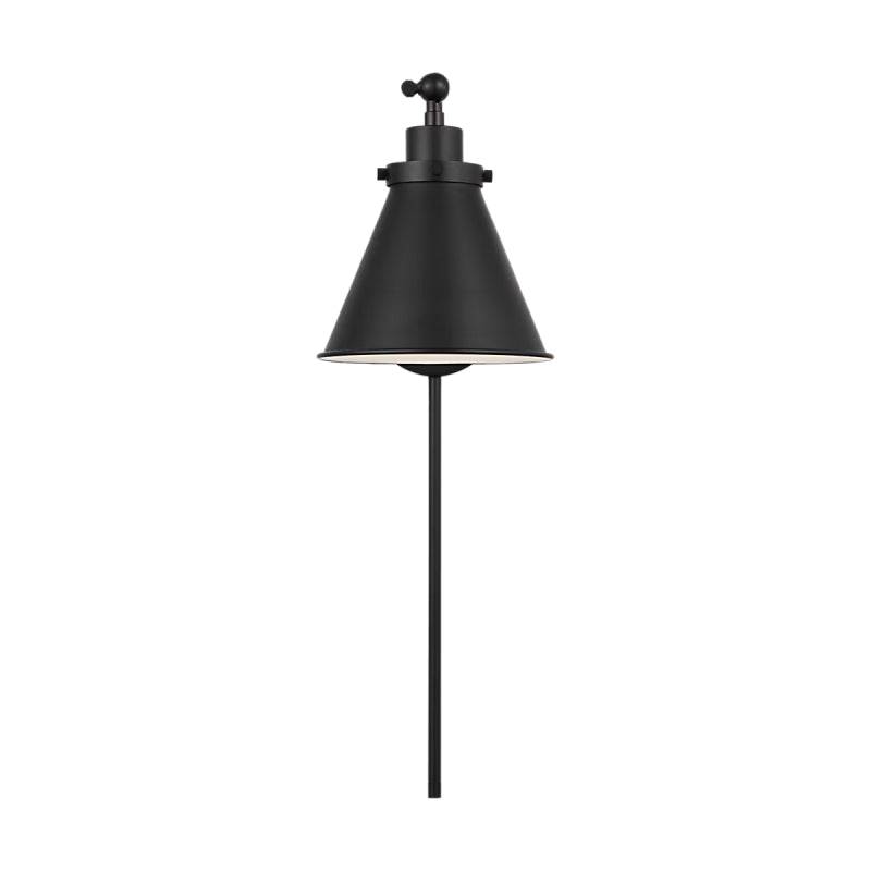 Visual Comfort CW1121 Wellfleet 1-lt 9" Tall Single Arm Cone Task Sconce - Midnight Black/Midnight Black Metal