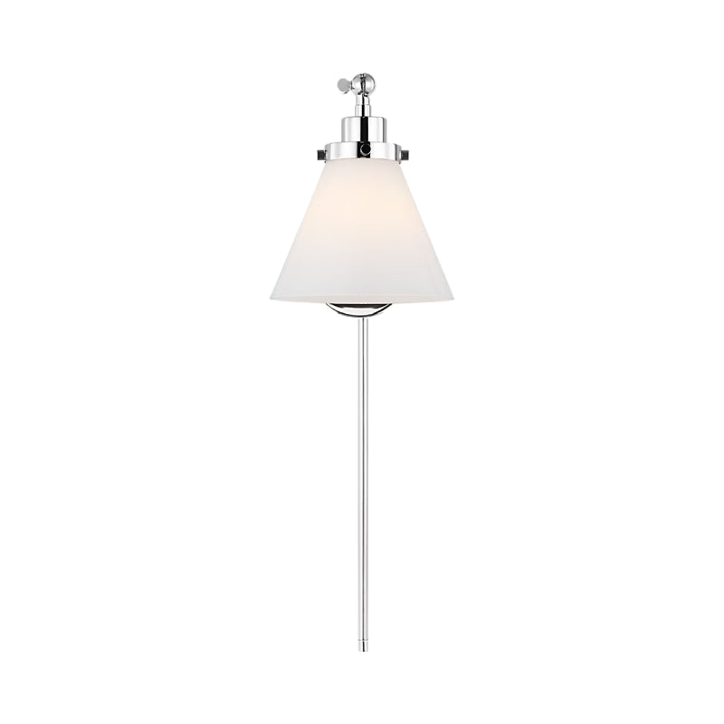 Visual Comfort CW1121 Wellfleet 1-lt 9" Tall Single Arm Cone Task Sconce - Polished Nickel/Milk Glass