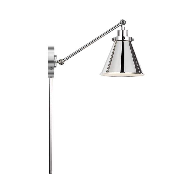 Visual Comfort CW1121 Wellfleet 1-lt 9" Tall Single Arm Cone Task Sconce - Polished Nickel/Polished Nickel