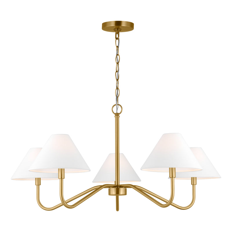 Visual Comfort DJC1205 Eldon 5-lt 34" Chandelier - Satin Brass