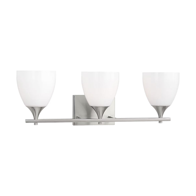 Visual Comfort DJV1023 Toffino 3-lt 26" Vanity Light - Brushed Steel/Milk Glass