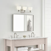 Visual Comfort DJV1023 Toffino 3-lt 26" Vanity Light - Brushed Steel/Milk Glass